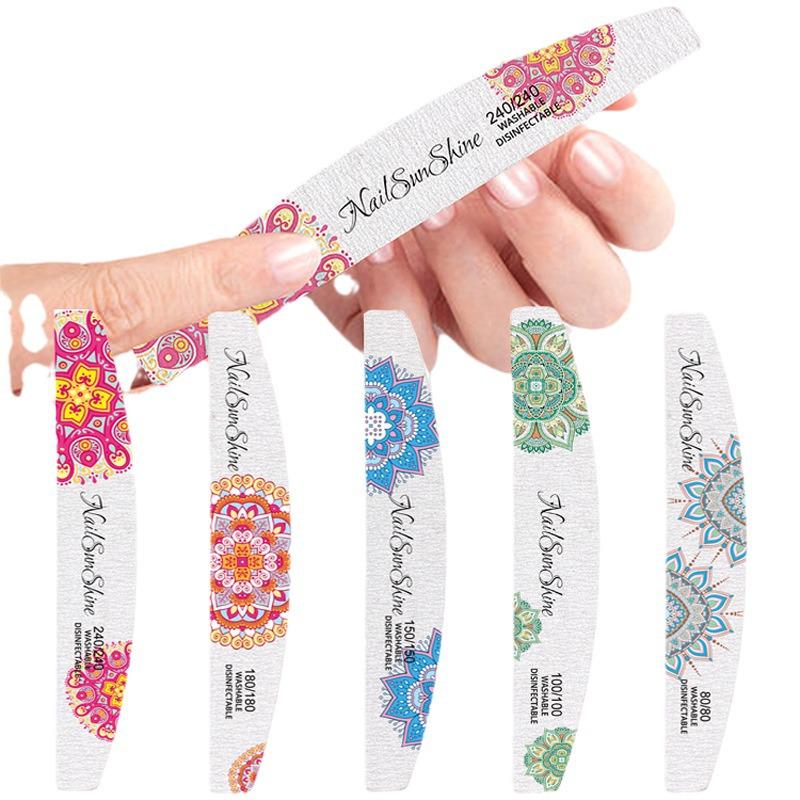 SunShine Half-Moon Wooden Nail File - Thin, Textured, Washable, and Wear-Resistant