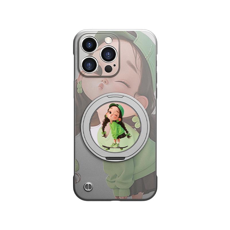 

Скейтборд Девочки Подходящий Apple 13 Безрамочный Чехол для Мобильного Телефона Huawei Mate60pro Вращающийся Магнитный Защелкивающийся Кронштейн 15/14 Redmi K40/K40 Pro