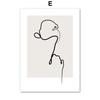 Wandkunst Leinwandmalerei Moderne abstrakte Linie Gesicht minimalistisch nordische Poster und Drucke Wandbilder für Wohnzimmerdekoration kein Rahmen