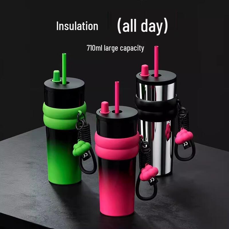 Gradient Stainless Steel Coffee Tumbler with Straw