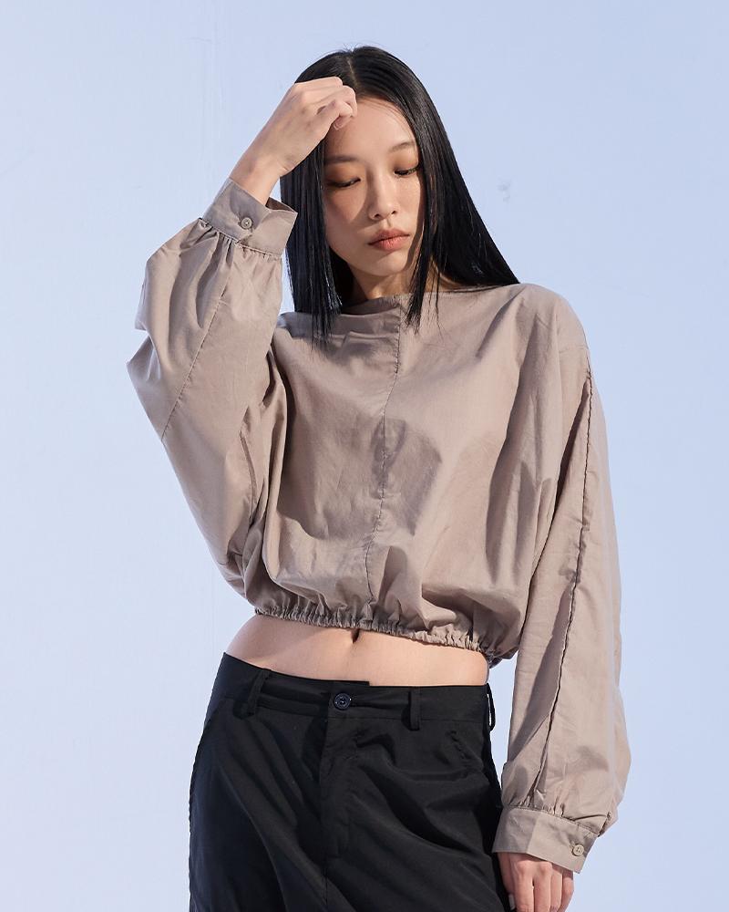Moa Ray Crop Blouse (Beige) Beige/Free