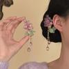 Flower Tassel Hair Clip Chinese Hanfu Style Crystal Pearl Tassel Hairpin For Women