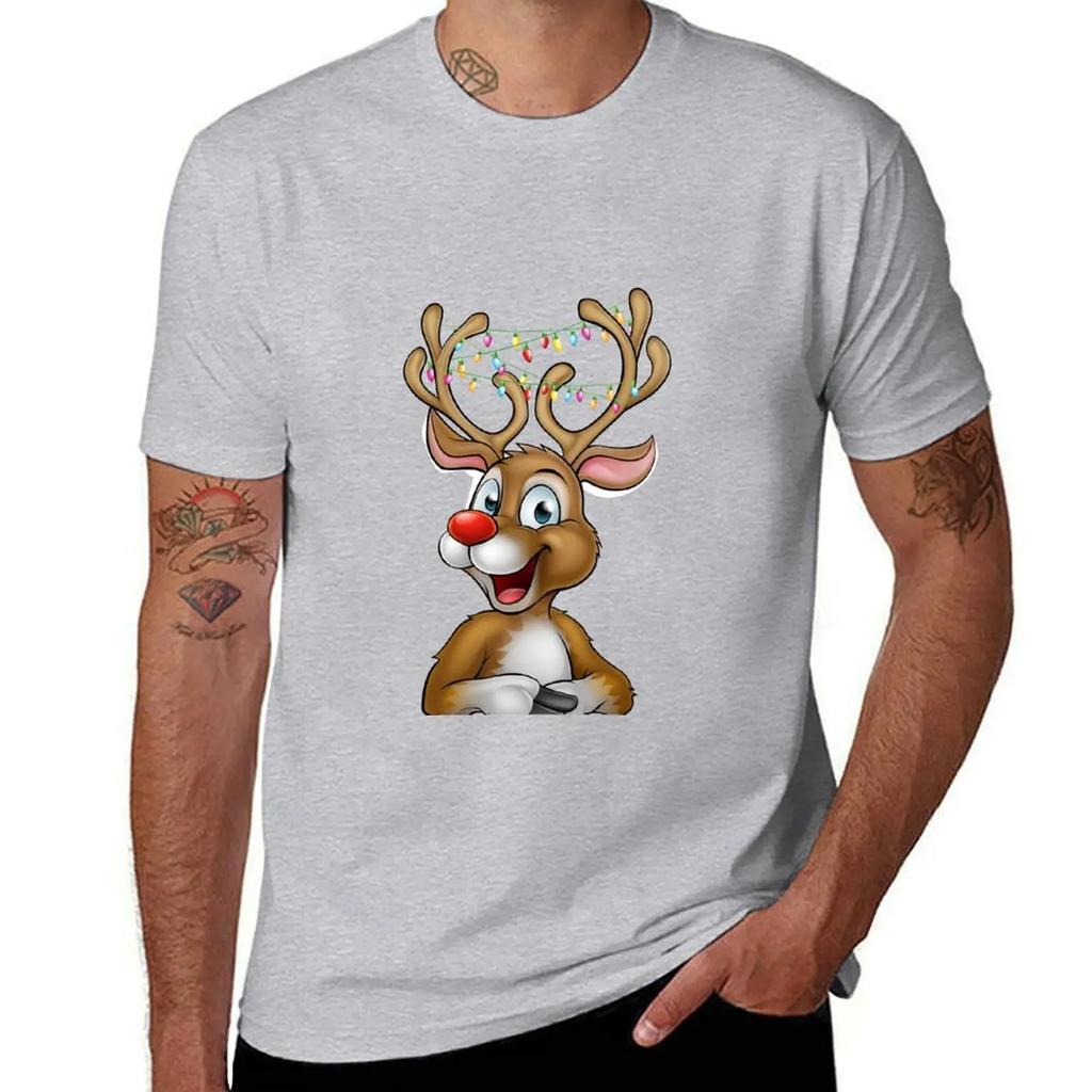 Adorable Reindeer T-Shirt Quick Drying Vintage Clothes Graphic Tee Shirt Graphic T Shirts Men's T-shirts