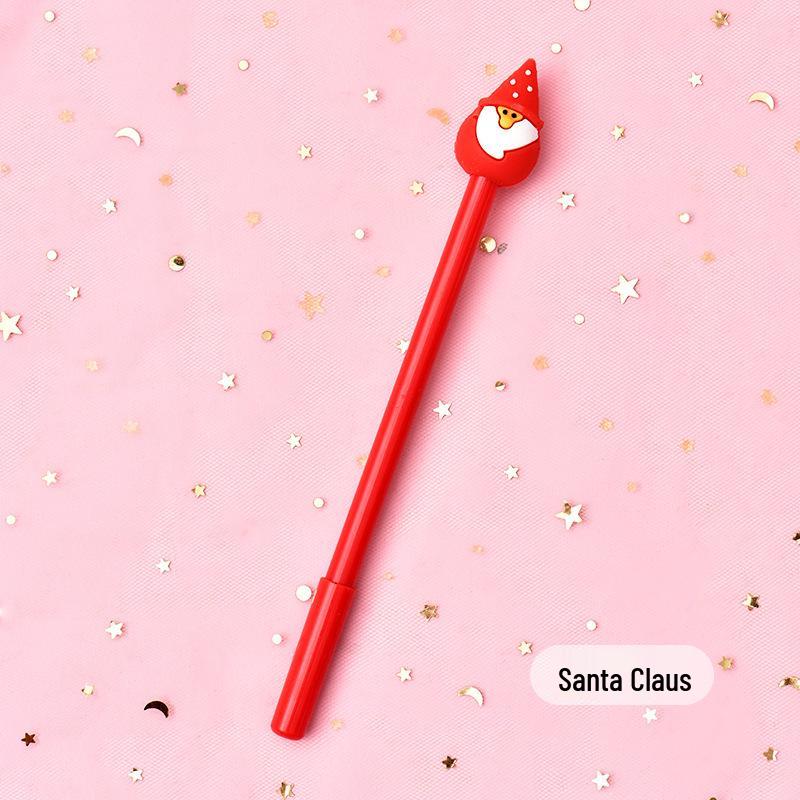 Festive Cartoon Christmas Pen: Cute Black Ink for Students