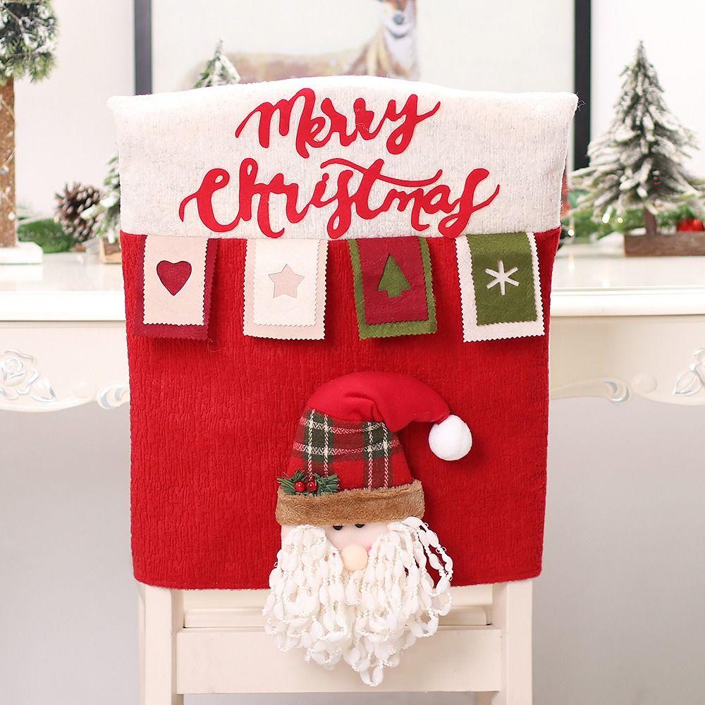 Cartoon Chair Back Covers Santa Claus Snowman Chair Protector Christmas Seat Cover  Home