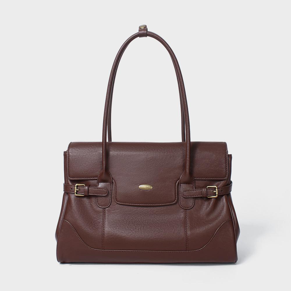 Simple First Layer Cowhide Leather Large Capacity 2026 Commuter Retro Handbag Fashionable Shoulder Underarm Tote Bag