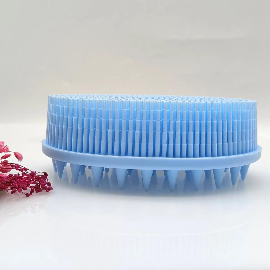 Exfoliating Silicone Body Brush,2 in 1 Bath and Shampoo Brush,Wet and Dry Scalp Massager,Premium Silicone Loofah,Lathers Well