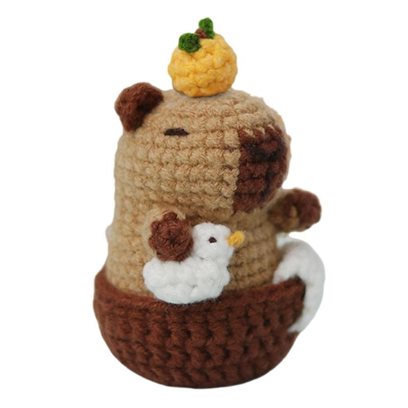 Animal Keychain Crochet Set Knitting Supplies with Step-by-Step Video Tutorial Instruction for Beginner Kid Adult