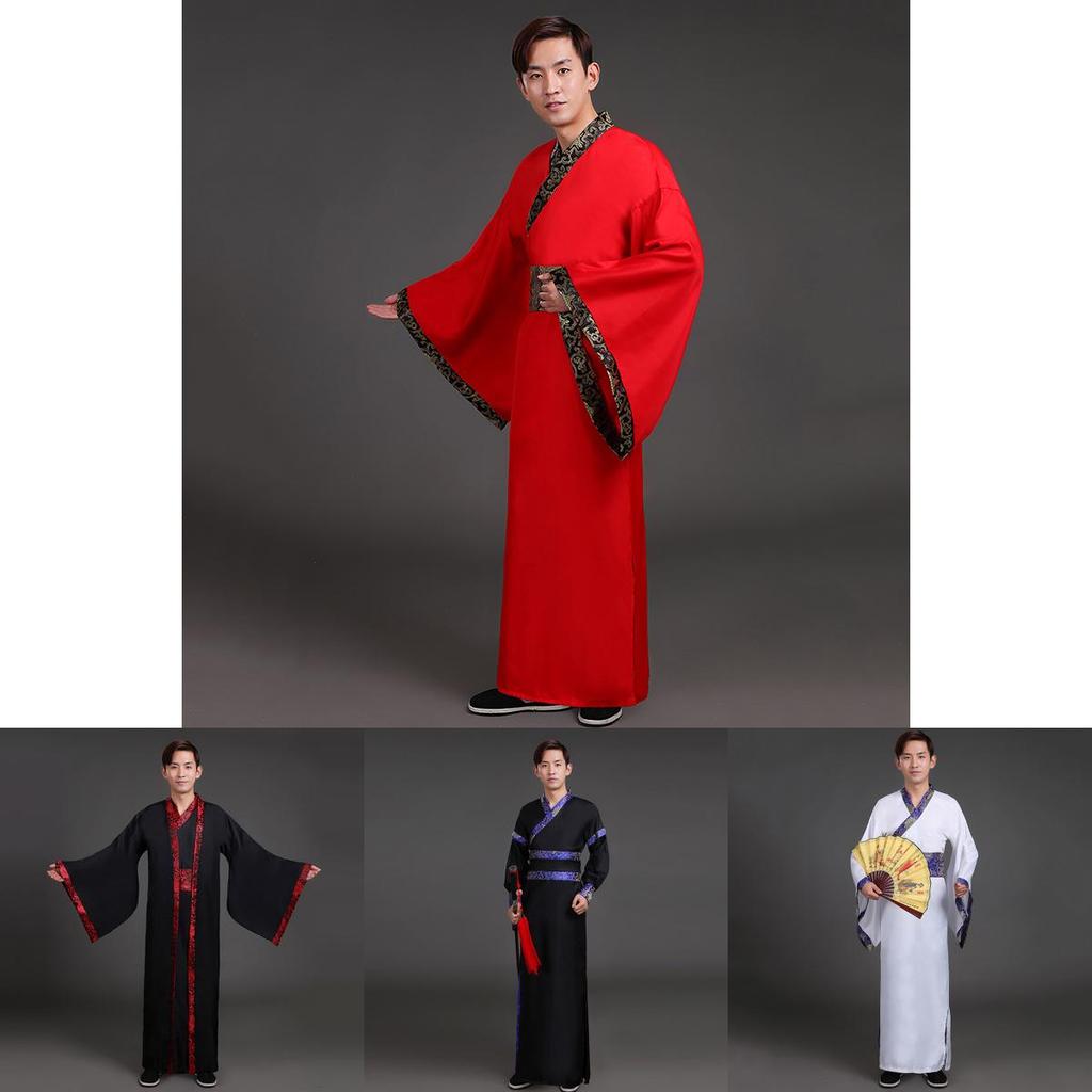 Breathtaking Black And White Tang Dynasty Hanfu Robe For Men Of All Sizes