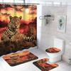Moon Leopard Cheetah Shower Curtain Sets Bathroom Decor Set Animals Bathroom Shower Curtain And Bathroom Accessories Waterproof