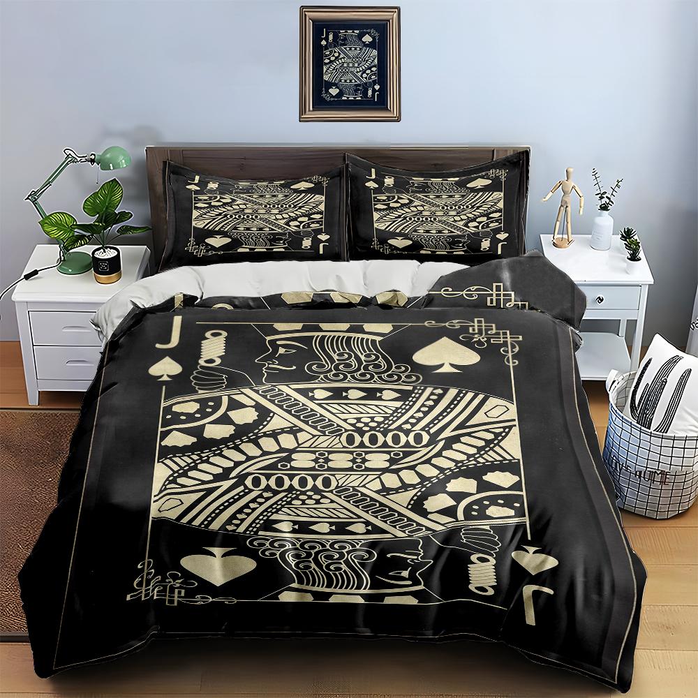 Playing card design. Bedding Duvet cover sets Duvet covers Pillowcases gifts (1 * Duvet Cover 2 * Pillowcases, without duvet insert)