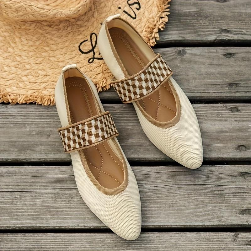 Women'S Chic Flat Shoes | European-Inspired Slip-On Pointed Toe All-Season Black Fabric with Golden Accents | Rubber Sole, Fabric Lining