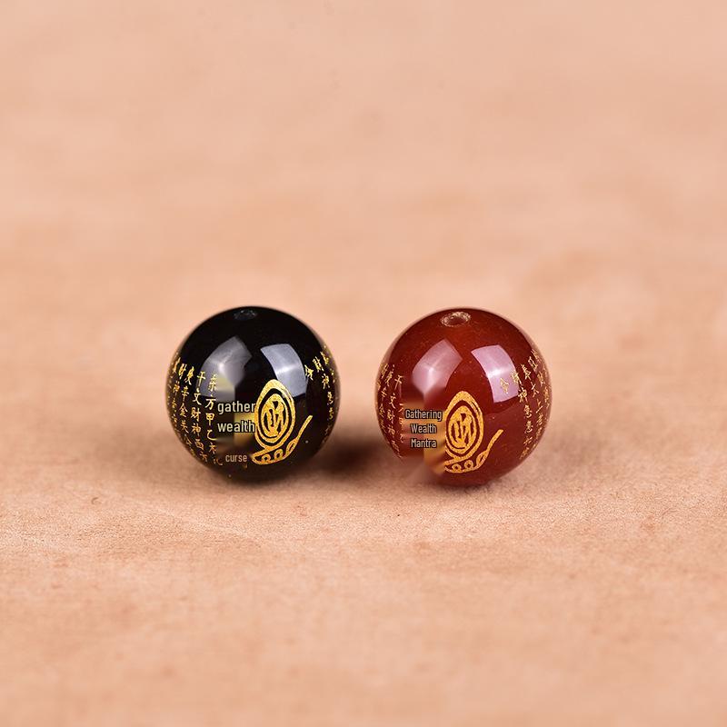 Red Agate Bagua Pattern Peace & Happiness Carved Beads for DIY Bracelet/Necklace