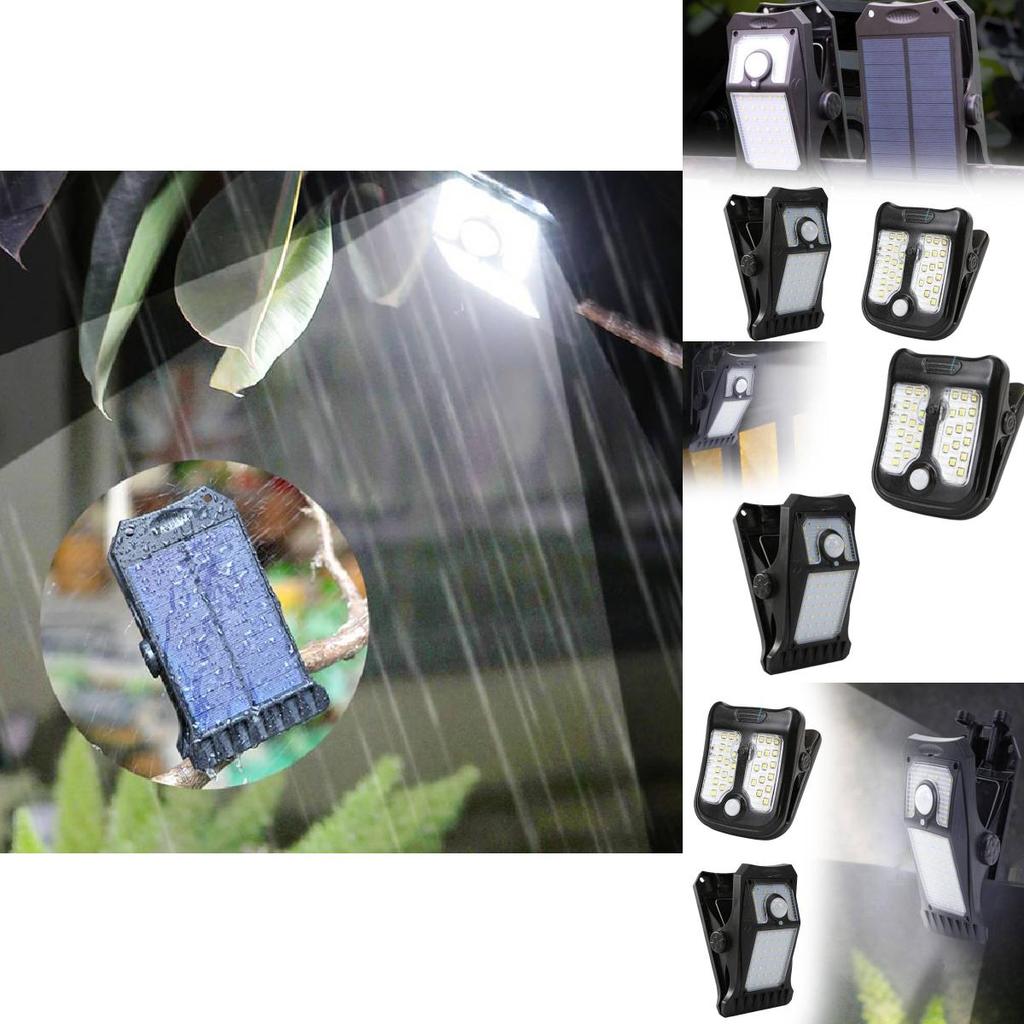 Solar Powered Led Clamp Light With Motion Sensor For Outdoor Camping And Patio Decor