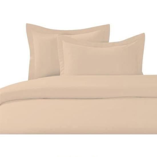 Housse de Couette 220x240 IVOIRE + 2 taies + 1 Drap housse 140x190 57 fils par centimètre carré 100% coton HOMEROKK