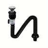 Bathroom Sink Drain Kit with Expandable P-Bend Pipe Can Be Installed Straight or Sideways- Durable Stainless Steel