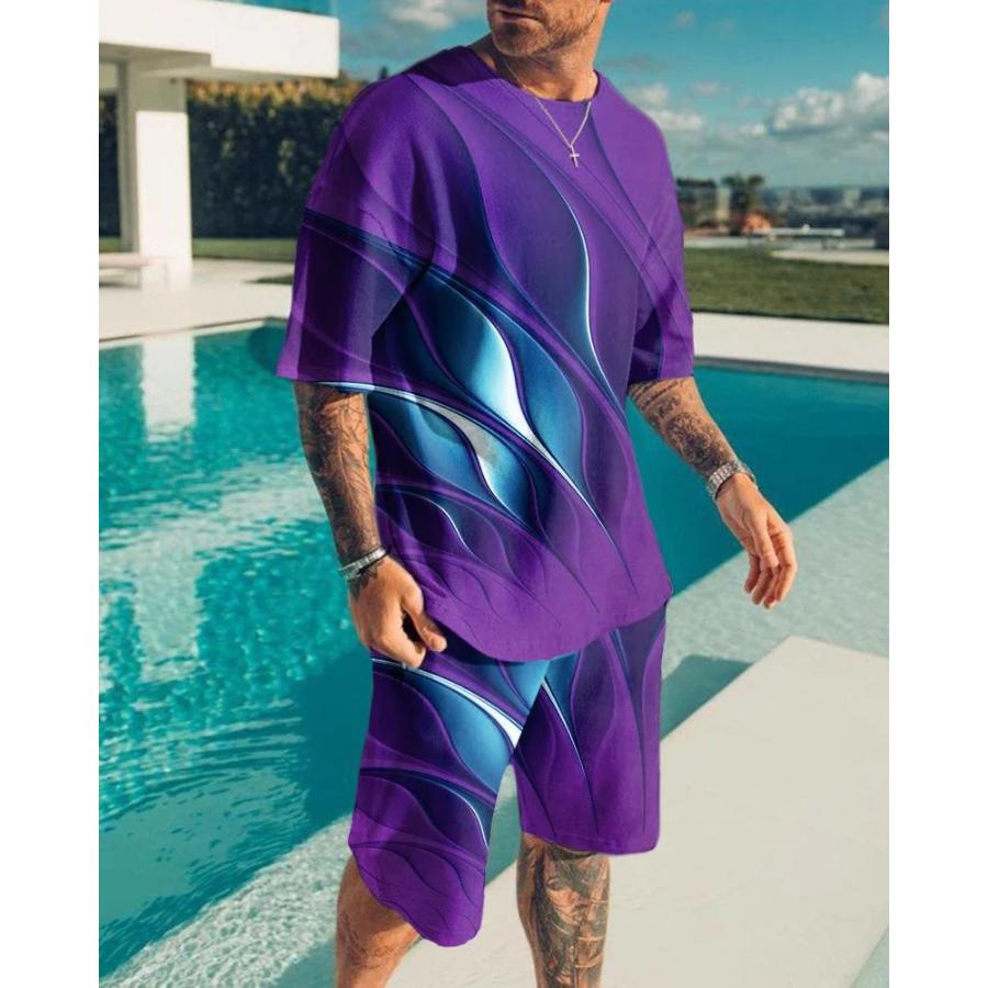 Fashion Resort Style Men's T-Shirt Short Sleeve Shorts Two-Piece Set Summer 3D Print
