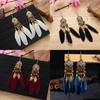Vintage Feather Bohemian Earrings With Alloy Carving For Women Festival And Daily Use