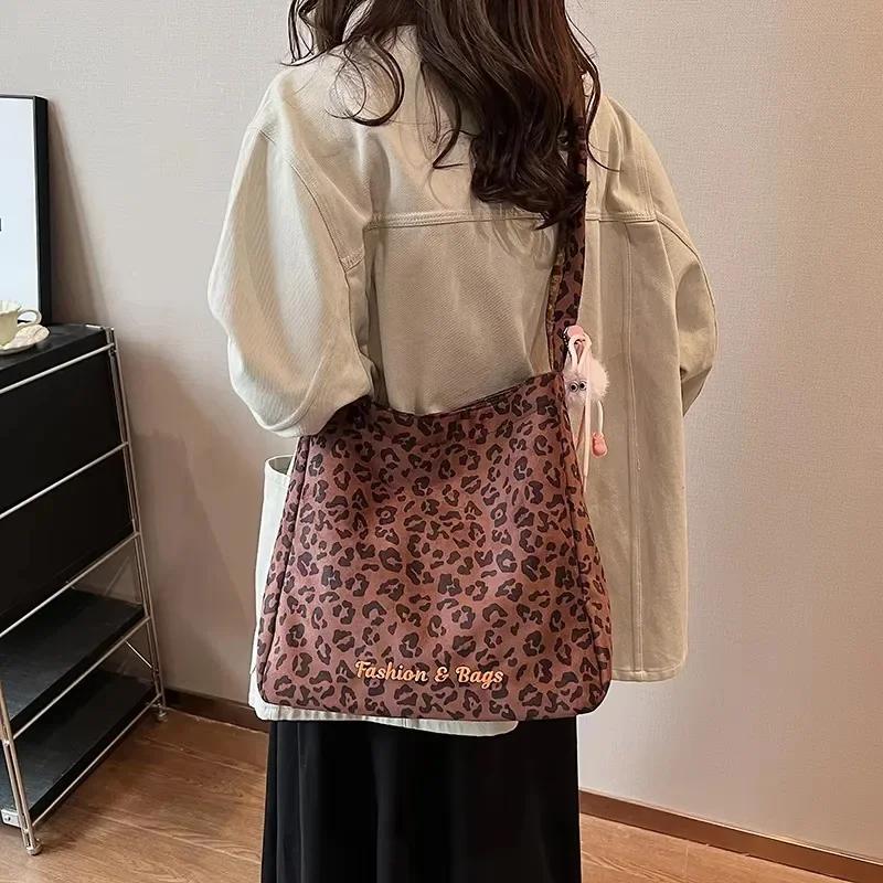 Torby na ramię w panterkę o dużej pojemności ze szwami rekreacyjnymi, nowy trend, wszechstronne, wyprzedażowe torby crossbody dla kobiet