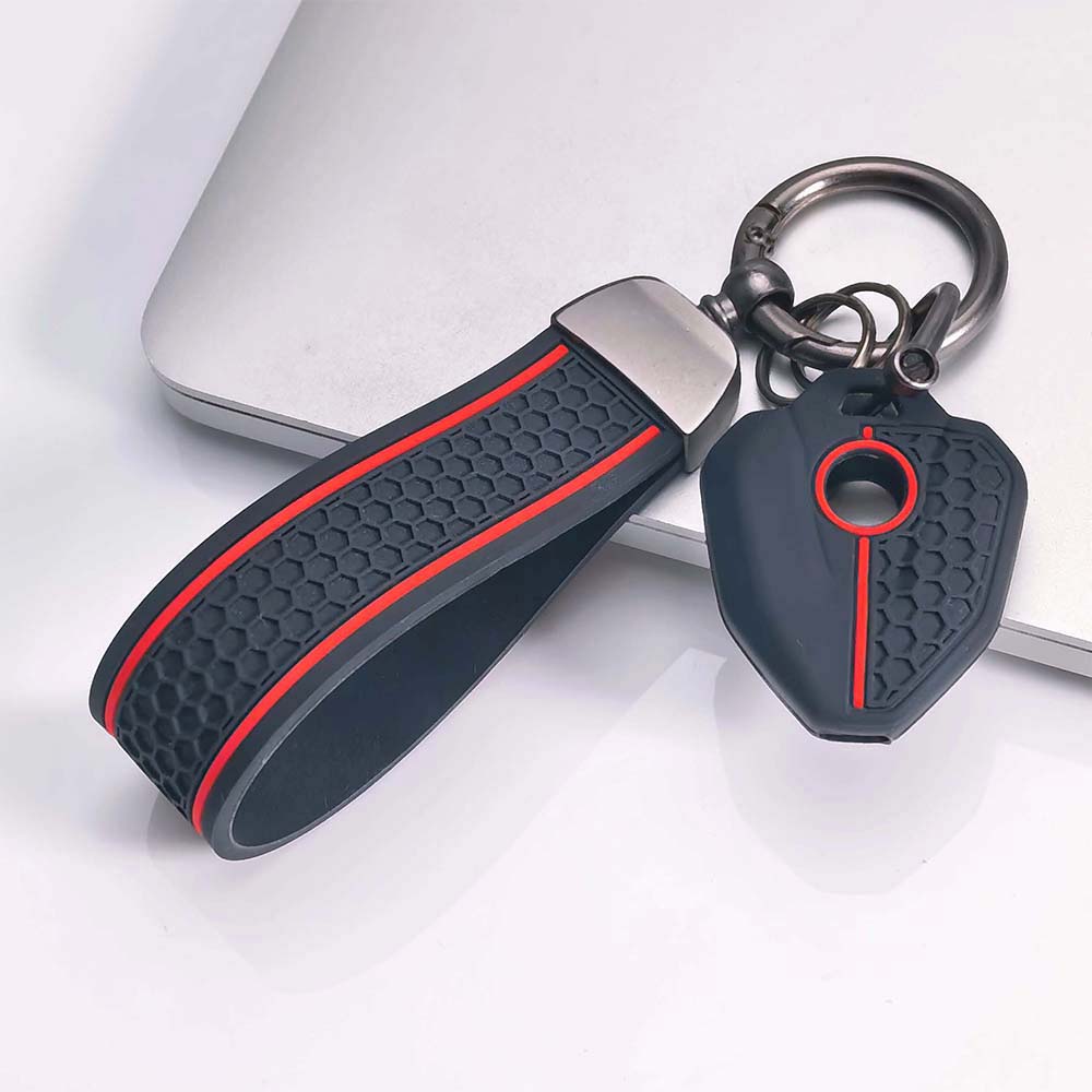 Key Holder Cover for CFMOTO 1-Button with Keychain Anti-Scratch Anti-Shock Keychain Holder Soft Silicone Motorcycle Key Protective Cover with keychain
