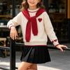 Girls Christmas Sweater with Heart Pattern Knit Long Sleeve Pullover for Fall Winter