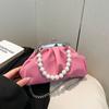 Pu Cloud Bag For Women With Simulated Pearl Chain Decoration For Casual Daily Use