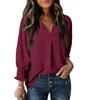2024 Women's V-Neck Loose Three-Quarter Sleeve Corset Top Shirt Dress Cover-Up