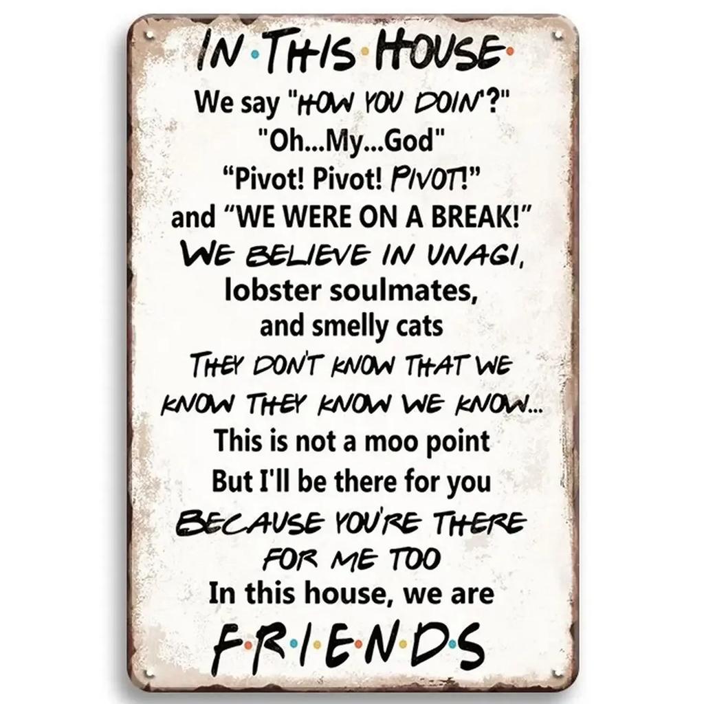 Vintage Friends Central Perk Metallplåtsskylt Retro Väggaffisch Plakett för Spelrum Café Garage Klubb Bar och Pubar Dekor