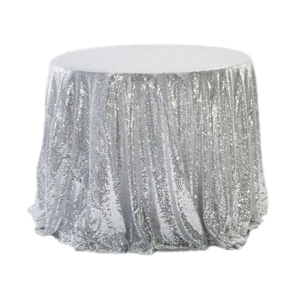 Polyester Sequin Tablecloth Solid Color Glitter Tablecloth Sparkling Table Cover  Wedding Birthday