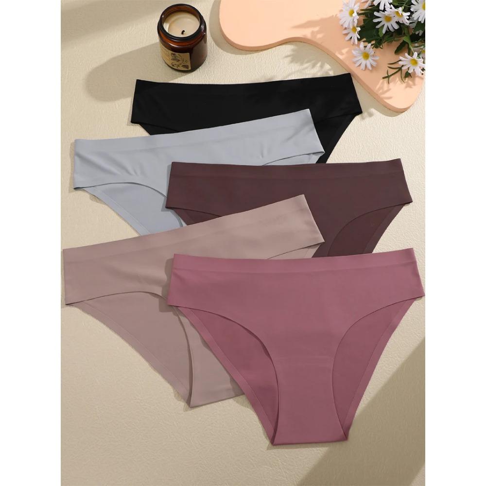 7Pcs Ice Silk Seamless Underwear For Women Sexy Ultra-thin Low Waist Panties Female Comfortable Soild Briefs Lingerie