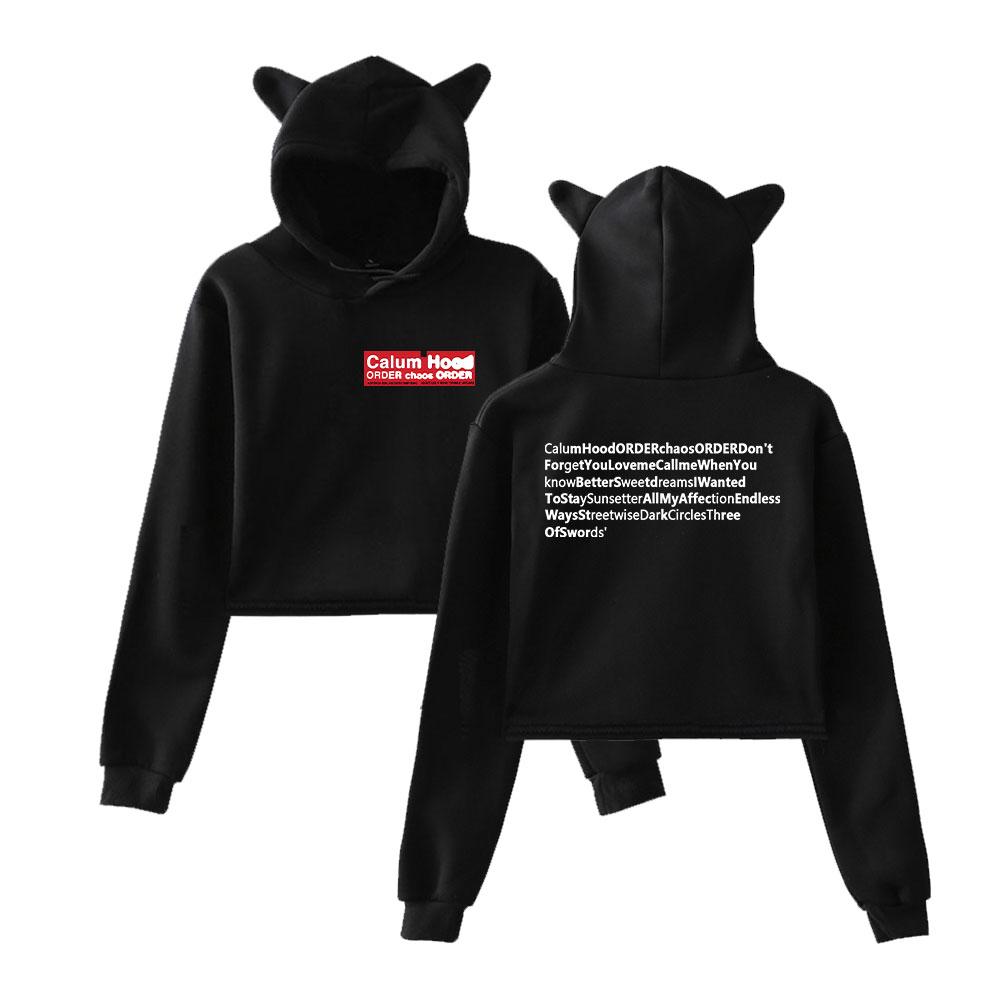 

Streetwear Women Sexy Calum Hood Print Cropped Sweatshirts Oversize Loose Harajuku Pullovers Korean Casual Tops XS білий