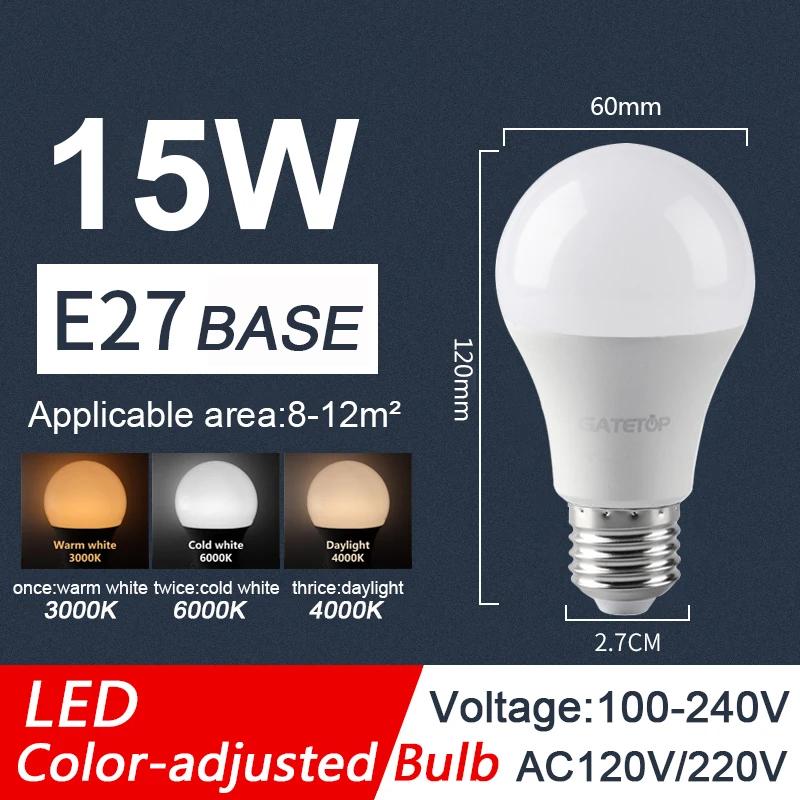 LED 3 Farbig einstellbare Glühbirne AC110 AC220 E27 B22 8W-24W CCT Speicherfunktion Farbtemperatur-Reset Licht für Innenbeleuchtung