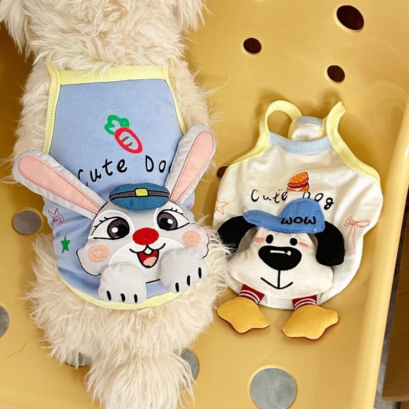 Lightweight Dog Dress With 3D Cartoon Character Applique Small Breeds Like Teddy Poodle Chihuahua