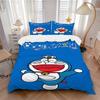 Juego de Ropa de Cama Doraemon Adventure Print 3 Piezas Cubre Edredón con 2 Fundas de Almohada Regalo de Cumpleaños para el Hogar