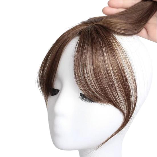 Women Clip-in Bangs Natural Wispy 3D French Bangs Forehead Hair Extensions Black Brown Side Bangs Fringe Wig Hairpieces
