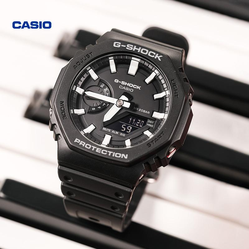 Casio Waterproof Shockproof Sports Quartz Watch Resin Strap Men Watches Black GA-2100-1APR