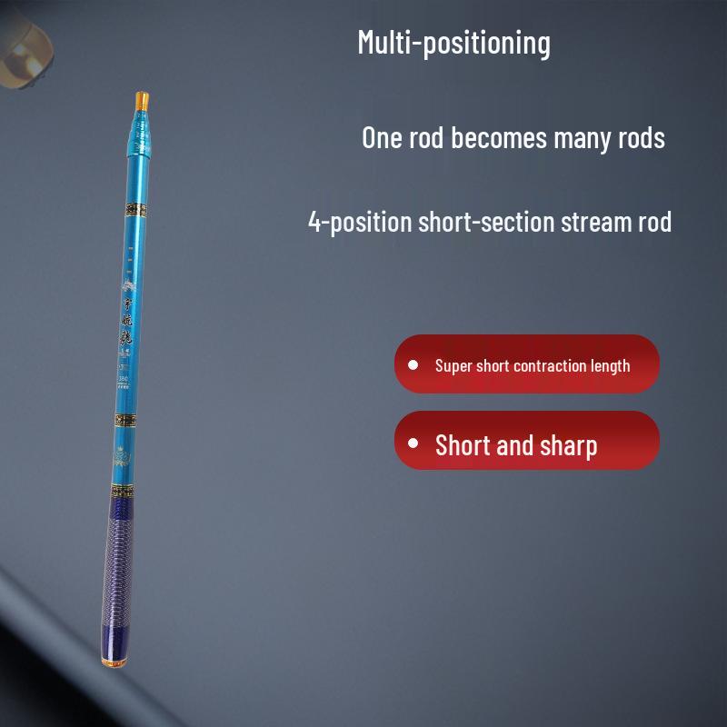 Ultra-Short Telescopic Carbon Hand Rod & Landing Net Handle (28 & 19-Tone Four-Position, Ultra-Hard)