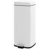 Trash Can 30L, Soft-Close Lid, Fingerprint-Proof, Foot Pedal, Metal/Plastic, 28x35x63.5 Cm, White