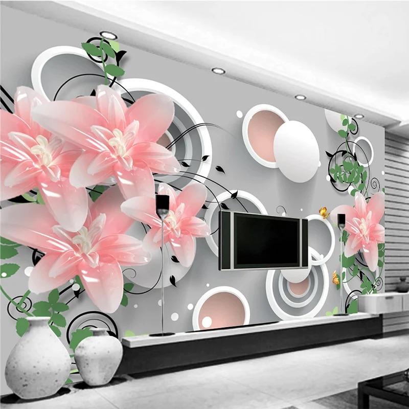 Moderne Blumen 3d Wallpaper Ball Kreis Wandmalereien Wohnzimmer Tv Schlafzimmer Home Decor Wandbild