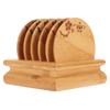Vintage Plum Coaster Set Home Drink Tea Cup Coasters Non Slip Heat Insulating Bamboo Cup Mat with Rack Common Bamboo