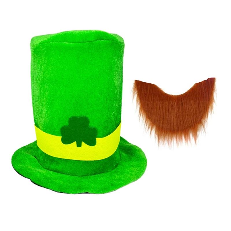 Multifunctional Parties and Event Comfortable Patricks Day Tops Hat and Beard Set Fashion Accessory Party Supplies