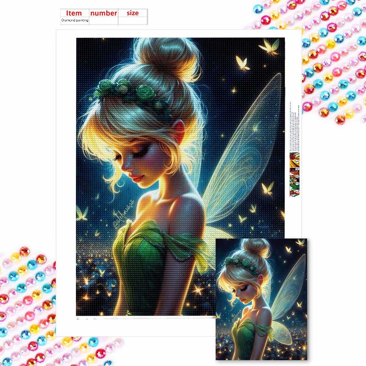 

Наборы для алмазной живописи 5D DIY для взрослых, Наборы с полными круглыми кристальными алмазами «Свисающий эльф» для начинающих для украшения стен дома Round 20x30cm