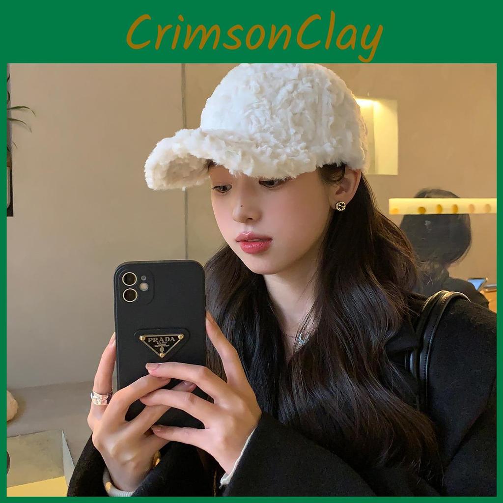 Baseball Stylish Winter Cap For Women Fur Warmth Fashion Trend Multicolors