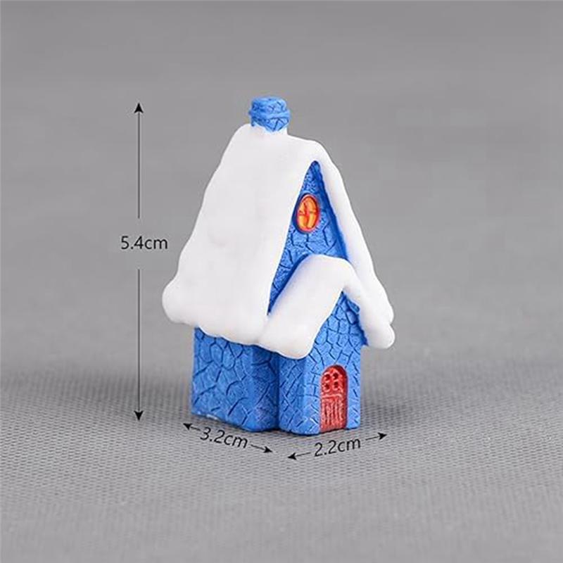 BAAU Christmas Miniatures Figurines, Mini Christmas Snow House Decor Ornaments, Christmas House Fairy Garden Decorations Du