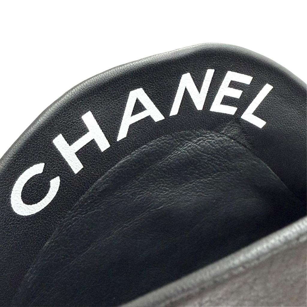 Pristine CHANEL COCO Mark Medium Leather Boots Jockey Boots Black 36 G36273 Used