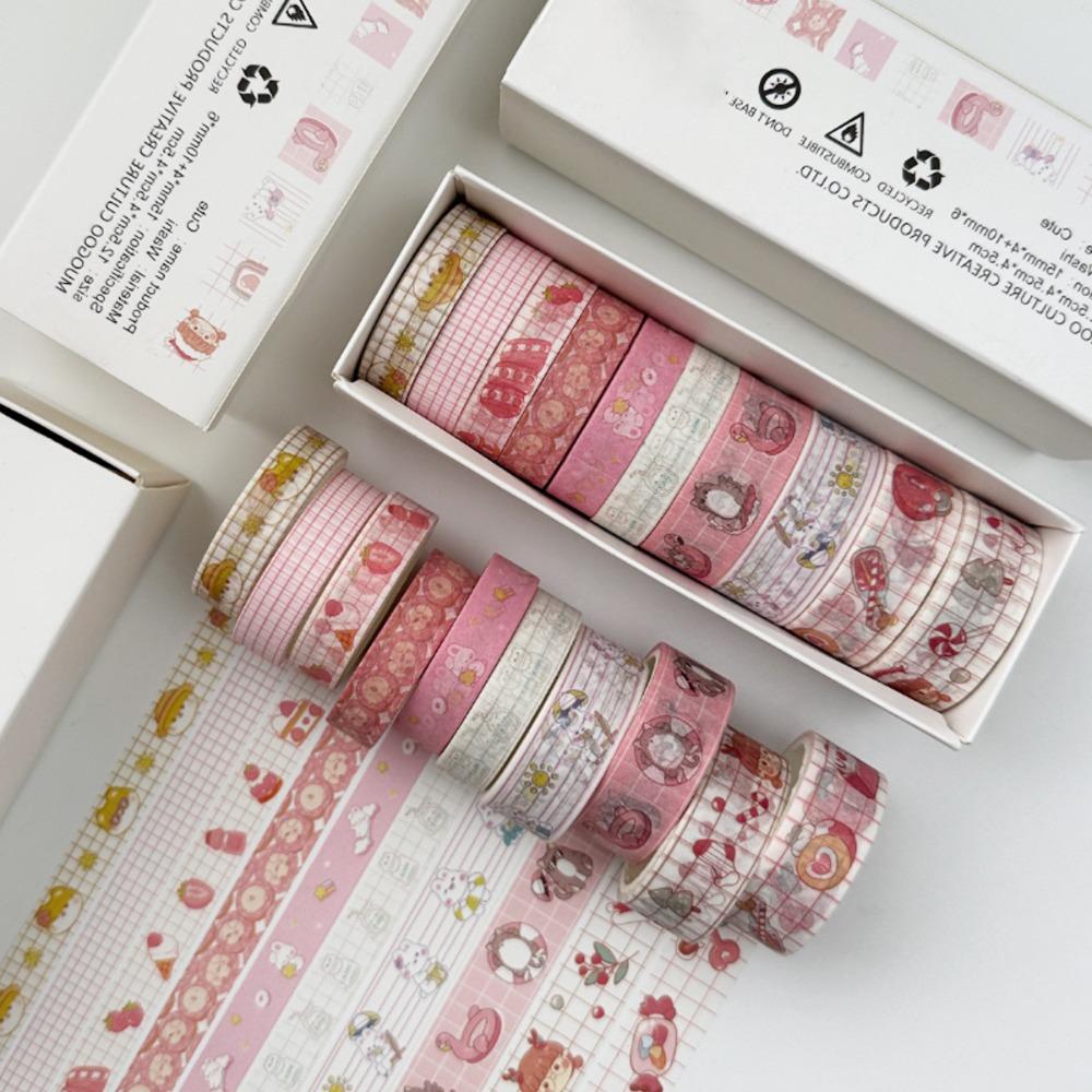 Multi-Pattern DIY Journals Tape Adhesive Deco Art Supplies Vintage Style Washi Tape Set