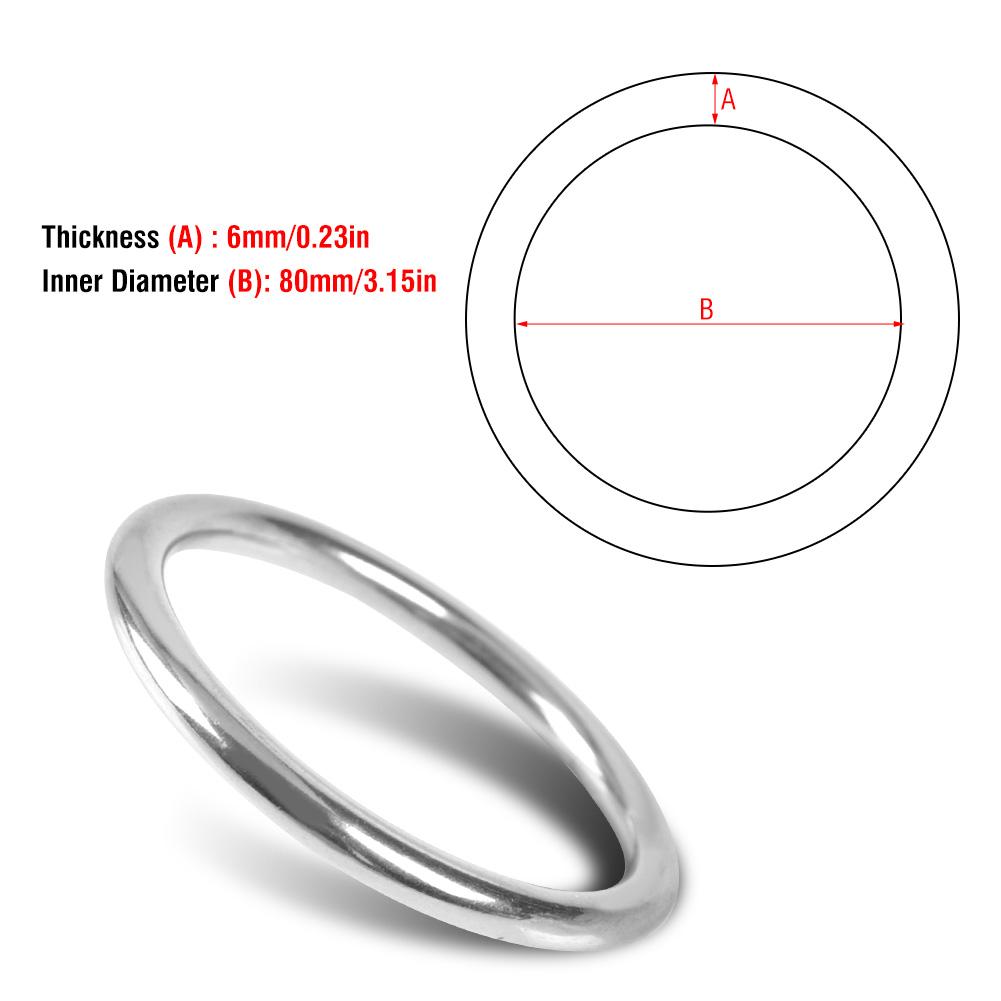 304 Stainless Steel Boat Marine Welded Ring O Round Ring Polished Circle 6*80mm