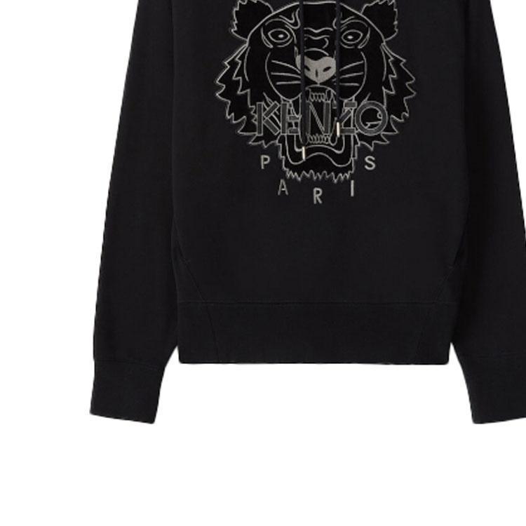 (WMNS) KENZO Tiger Head Embroidered Alphabet Hoodie Black Women's FA62SW8714XJ-99