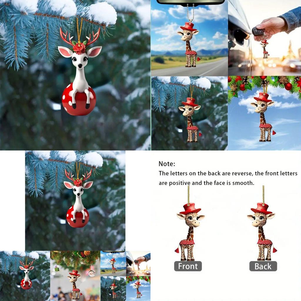 Adorable Cartoon Deer Car Hanging Ornament Made Of Durable Acrylic For Stylish Decor