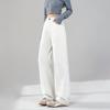 Women's White High-Waisted Wide-Leg Denim Pants - Spring 2026 Loose, Slimming, Three-Proof Design